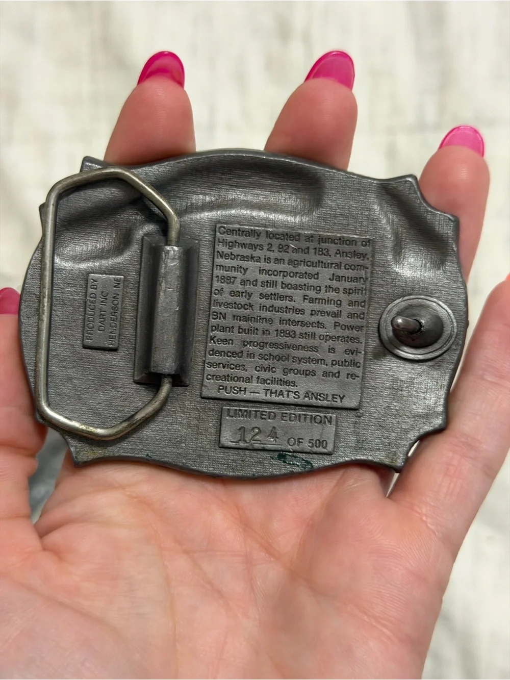 Old Vintage Centennial Ainsley Nebraska Belt Buckle